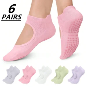 6 Pair Non-Slip Women's Yoga Socks