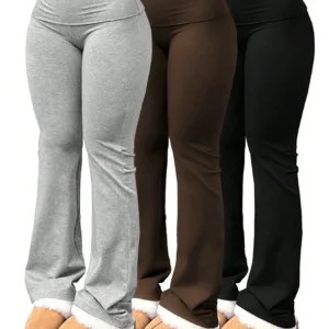 3 Pcs Women's High-waisted Flared Pants (Plus Sizes)